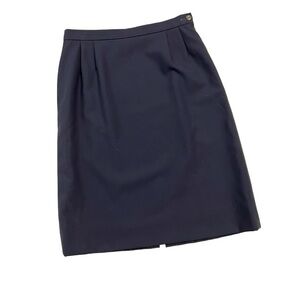 1970's Vintage Jaeger 100% Wool Pencil Skirt in Navy Blue